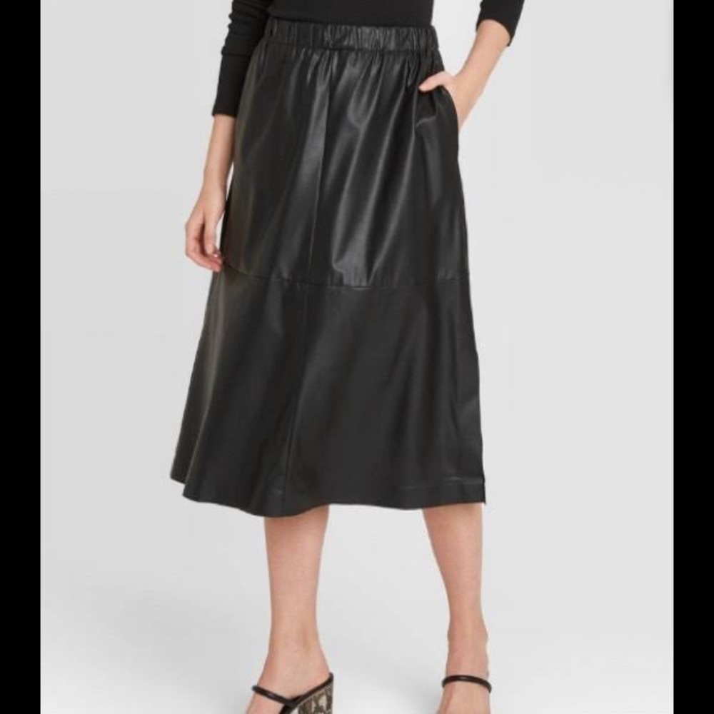 A New Day Black Faux Leather Skirt